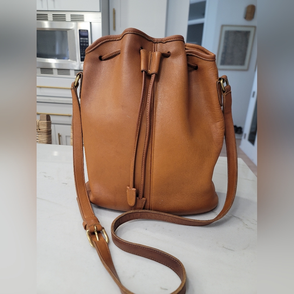 Coach Nicholas Drawstring Bucket Shoulder Bag in British Tan